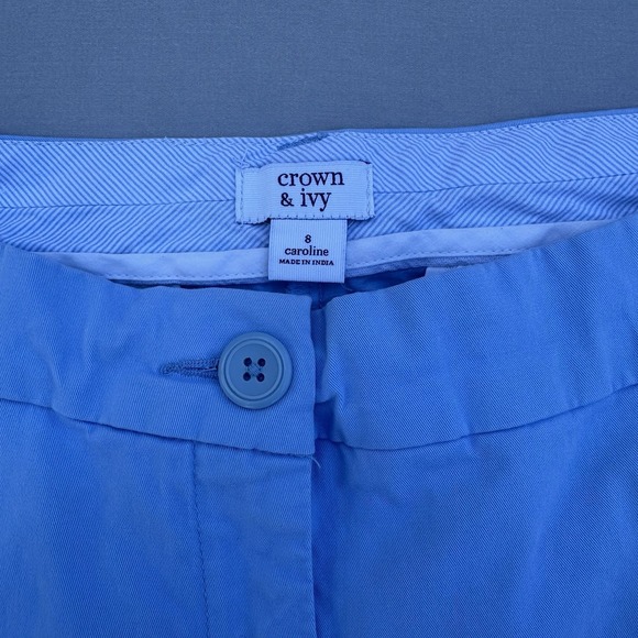 Caroline Blue Cotton Blend Shorts Size 8 Crown & Ivy - Picture 3 of 9